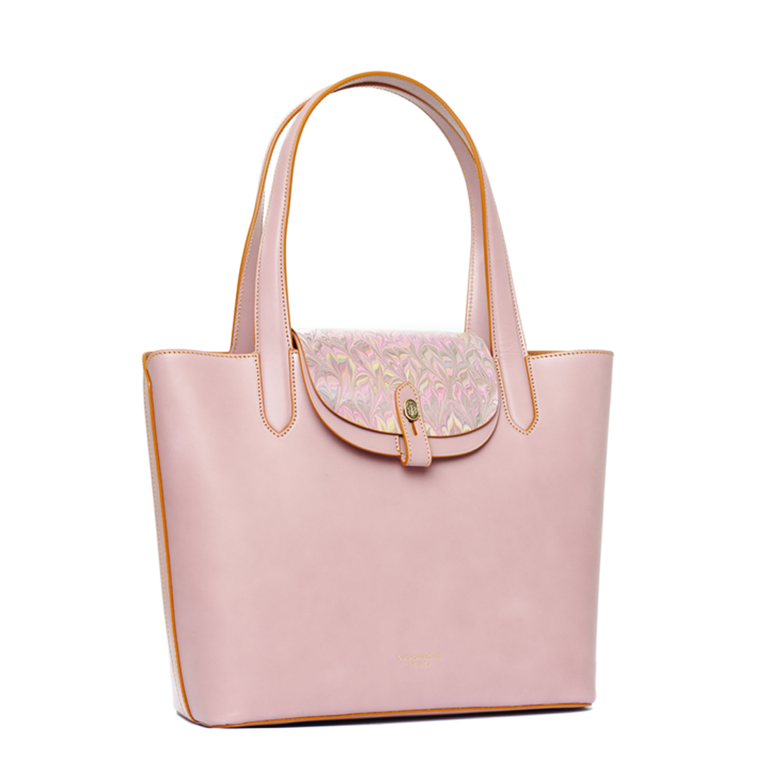 Shopping Bag With Interchangeable Flap Powder Pink ⋆ Cuoiofficine